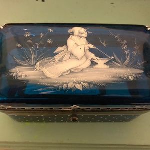 Moser 1840 Bohemian Glass Jewelry Casket enameled Chin